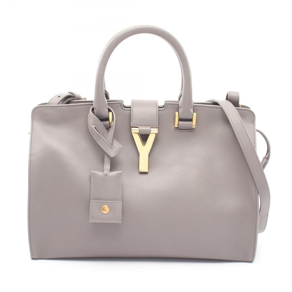 Saint Laurent Paris Cabas Y Handbag Leather Gray